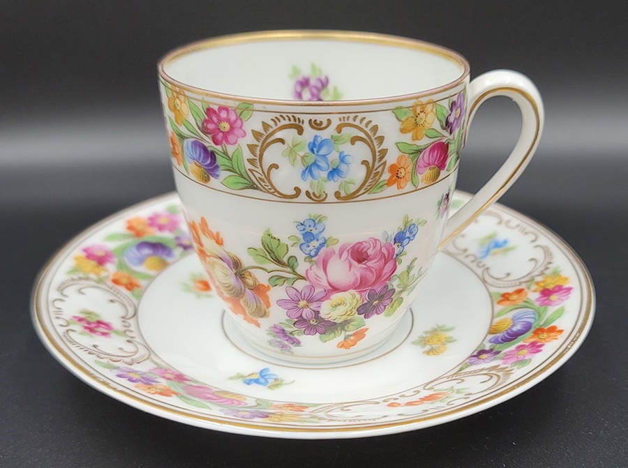 Dresdner Art (Smooth) Flat Demitasse Cup & Saucer Set by Schumann - Bavaria-1