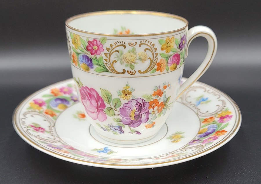 Dresdner Art (Smooth) Flat Demitasse Cup & Saucer Set by Schumann - Bavaria-1