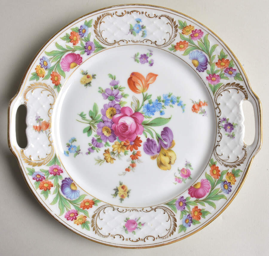 Dresdner Art (Smooth) Handled Cake Plate by Schumann - Bavaria-1