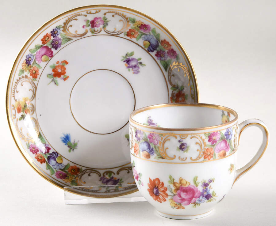 Dresdner Art (Smooth) Flat Demitasse Cup & Saucer Set by Schumann - Bavaria-1