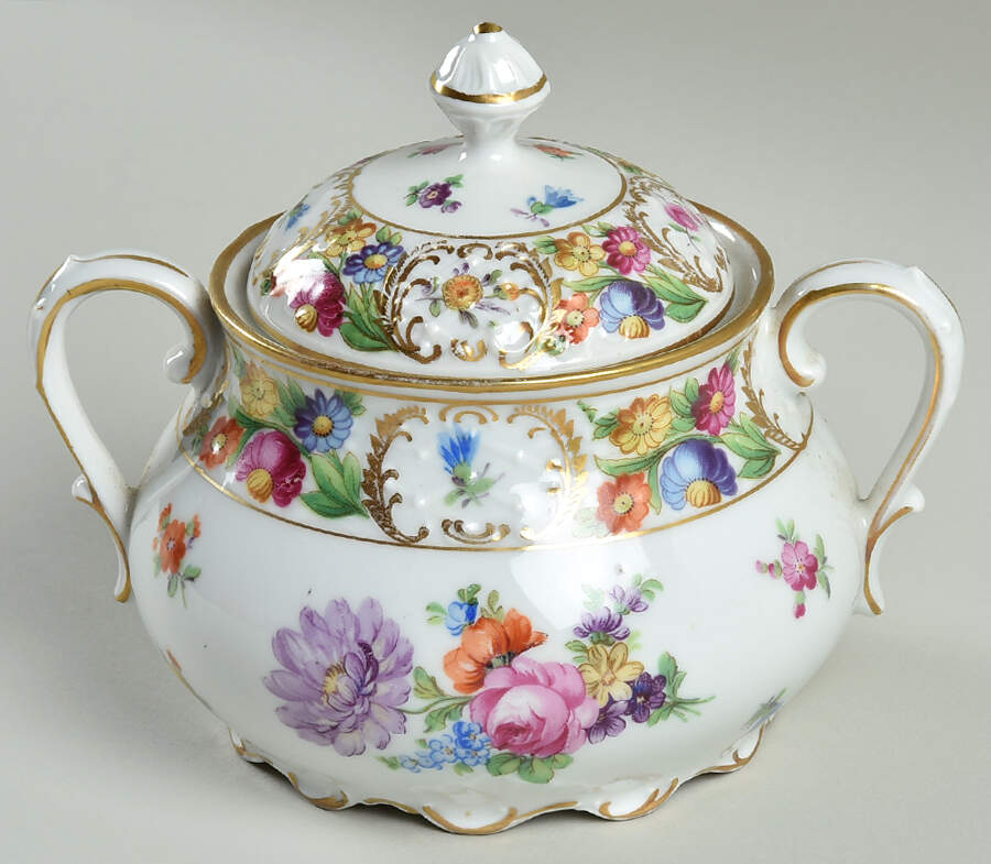 Dresdner Art (Smooth) Sugar Bowl & Lid by Schumann - Bavaria-1