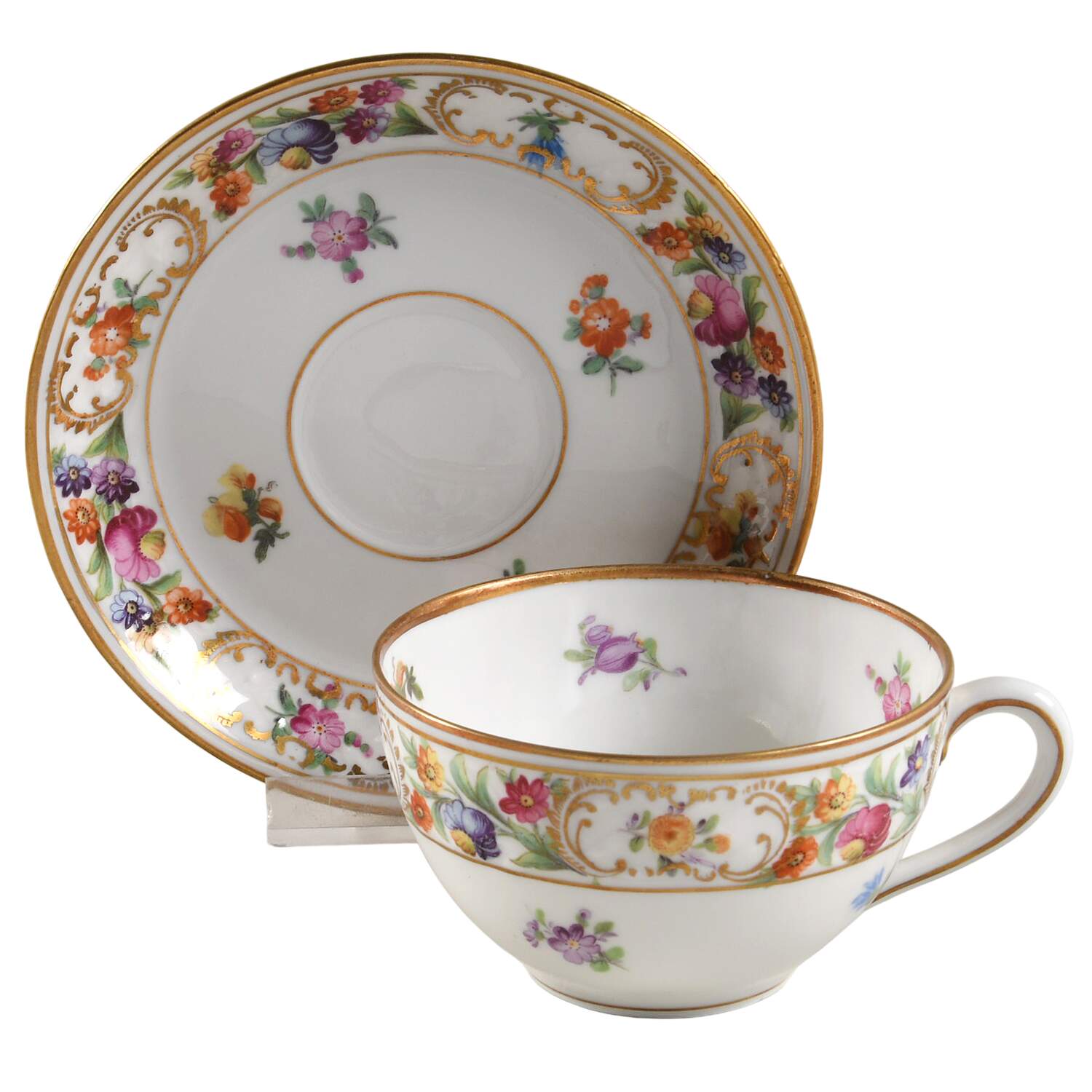 Dresdner Art (Smooth) Flat Demitasse Cup & Saucer Set by Schumann - Bavaria-1