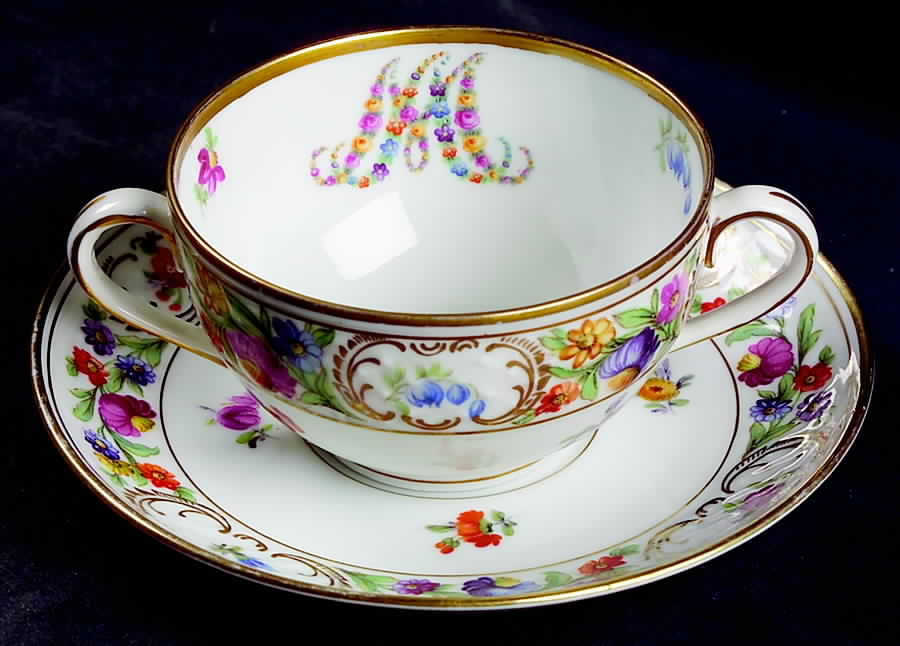 Maria Antoinette Flat Bouillon Cup & Saucer by Schumann - Bavaria-1