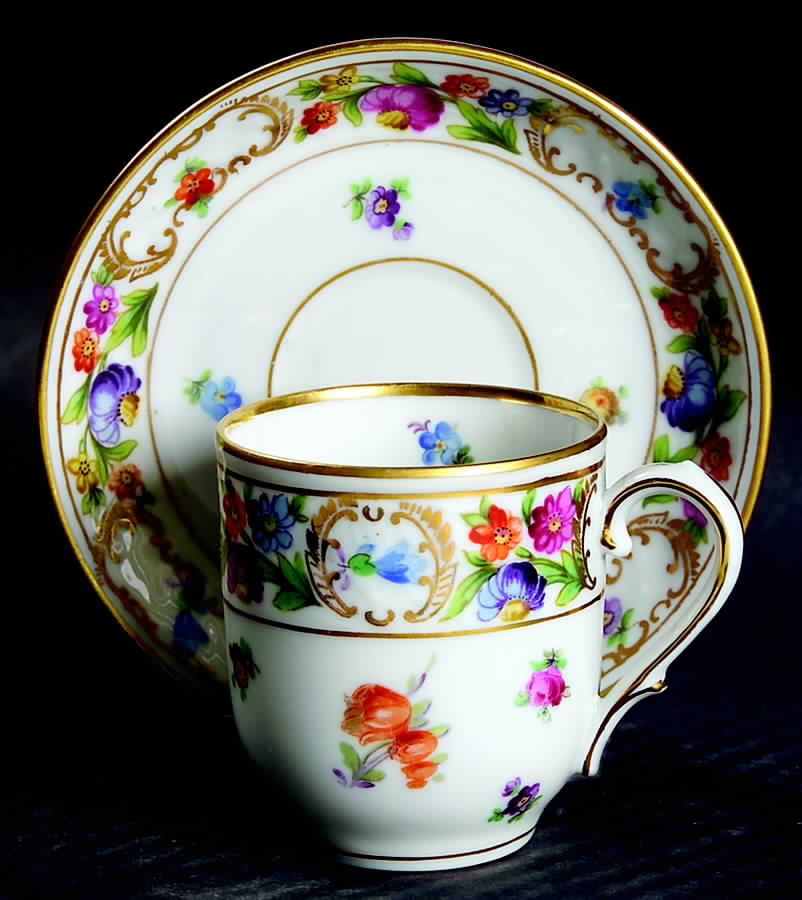 Dresdner Art (Smooth) Flat Demitasse Cup & Saucer Set by Schumann - Bavaria-1