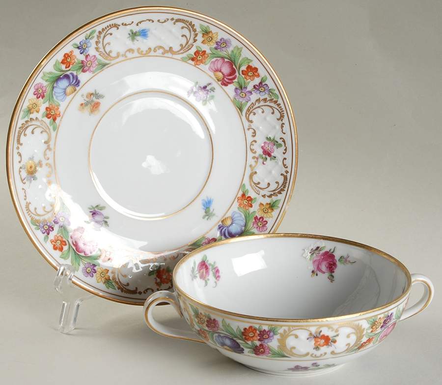 Dresdner Art (Smooth) Flat Cream Soup Bowl & Saucer Set by Schumann - Bavaria-1