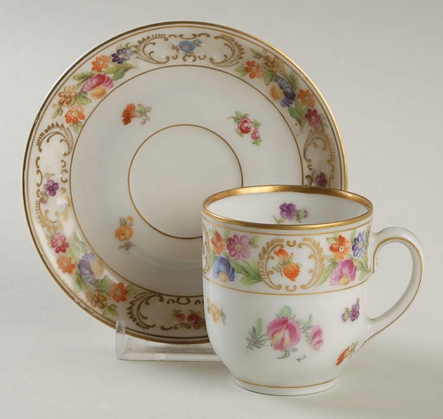 Dresdner Art (Smooth) Flat Demitasse Cup & Saucer Set by Schumann - Bavaria-1