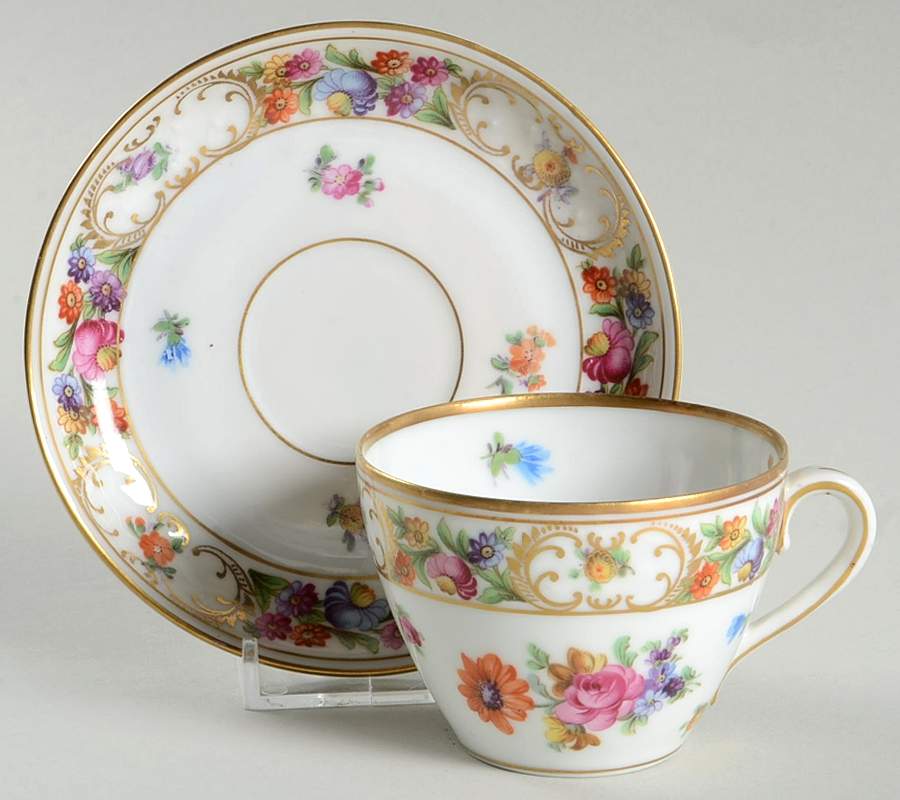 Dresdner Art (Smooth) Flat Demitasse Cup & Saucer Set by Schumann - Bavaria-1