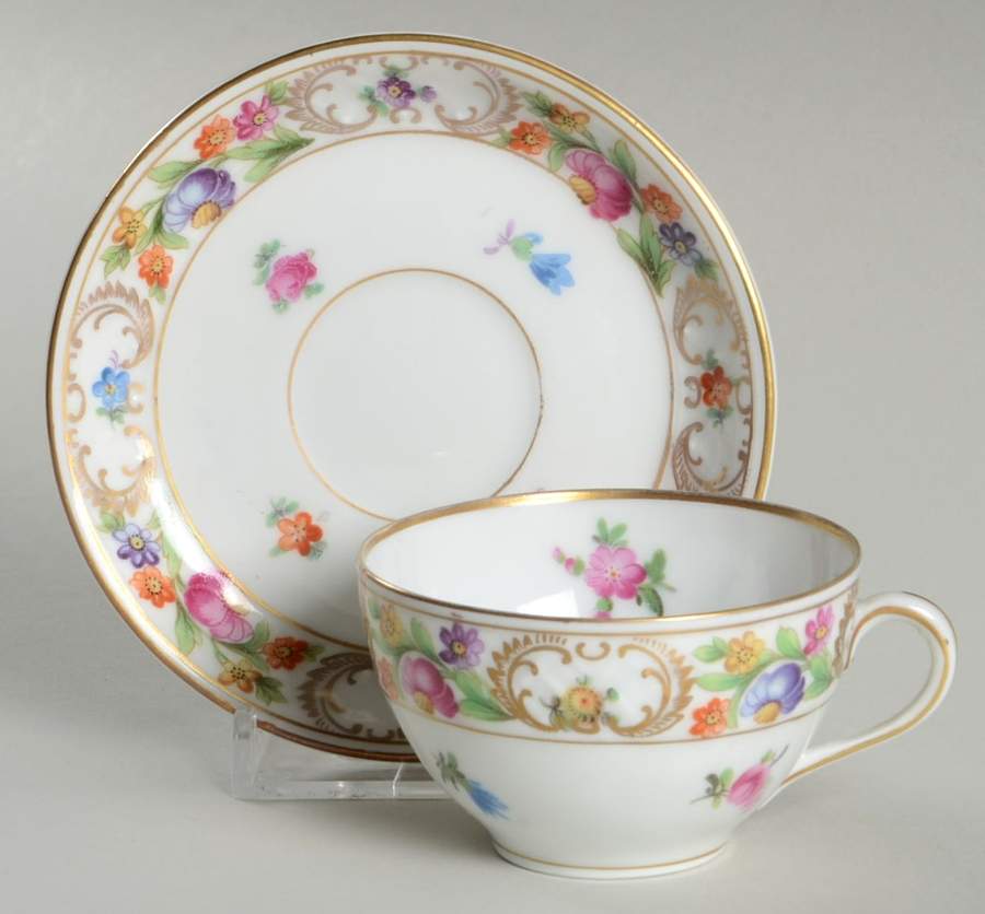 Dresdner Art (Smooth) Flat Demitasse Cup & Saucer Set by Schumann - Bavaria-1