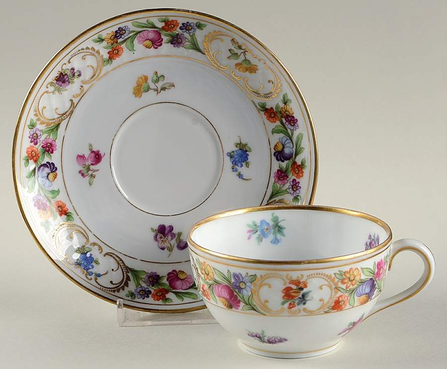 Dresdner Art (Smooth) Flat Cup & Saucer Set by Schumann - Bavaria-1