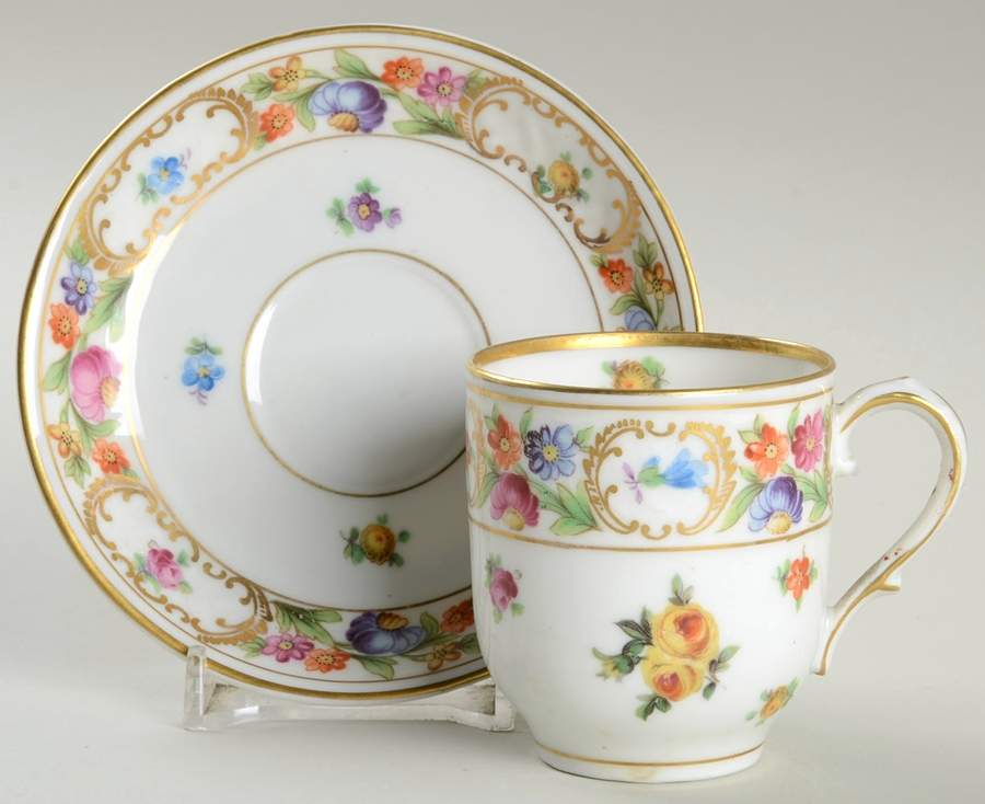 Dresdner Art (Smooth) Flat Demitasse Cup & Saucer Set by Schumann - Bavaria-1