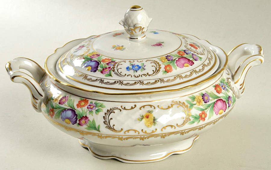 Dresden Garland Round Covered Vegetable by Schumann - Bavaria-1