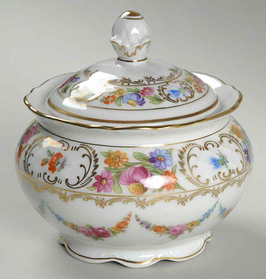 Dresden Garland Sugar Bowl & Lid by Schumann - Bavaria-1