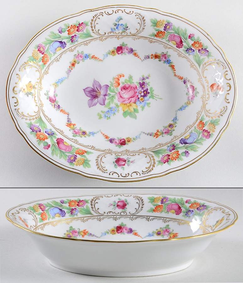 Dresden Garland 9" Oval Vegetable Bowl by Schumann - Bavaria-1