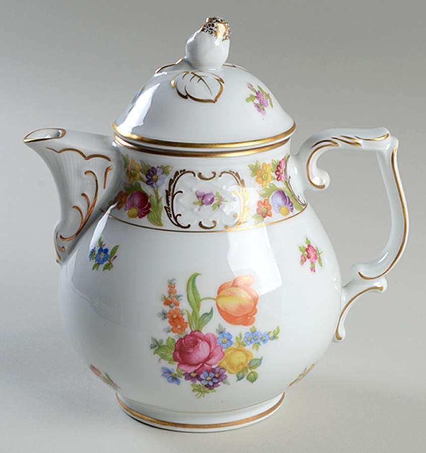 Empress Dresden Flowers Teapot & Lid by Schumann - Bavaria-1