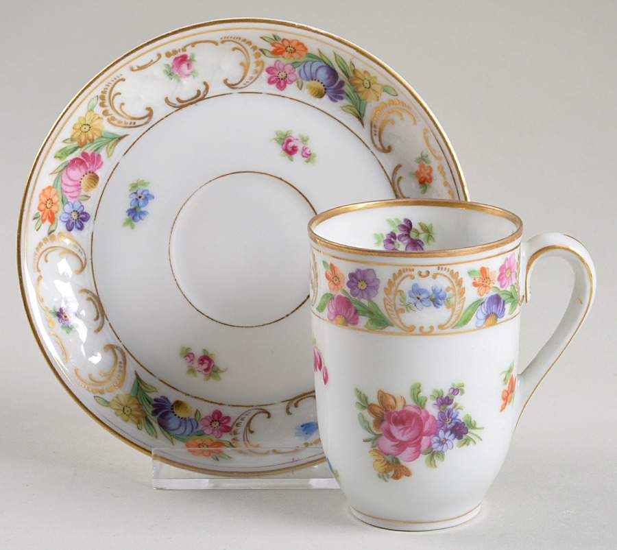 Empress Dresden Flowers Chocolate Cup & Saucer Set by Schumann - Bavaria-1
