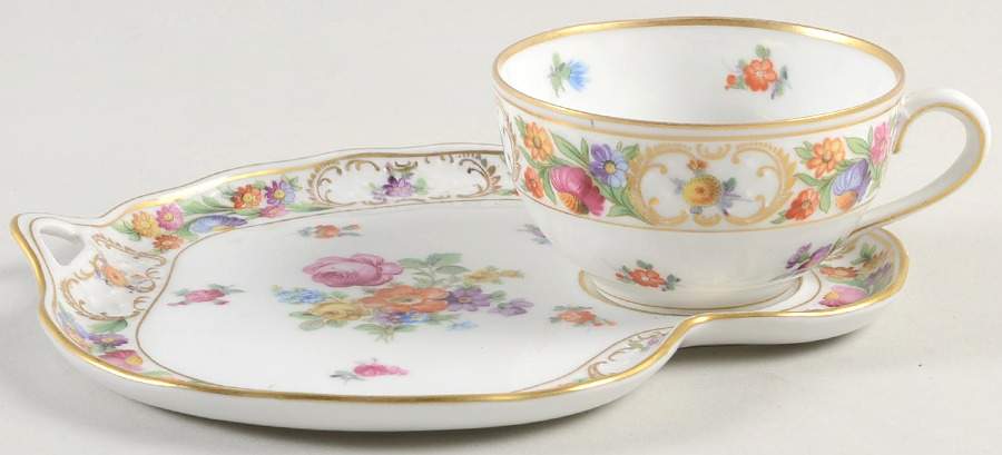 Empress Dresden Flowers Snack Plate & Cup Set by Schumann - Bavaria-1