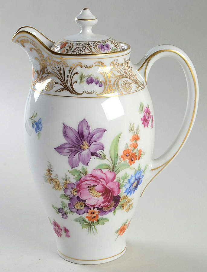 Empress Dresden Flowers Chocolate Pot & Lid by Schumann - Bavaria-1