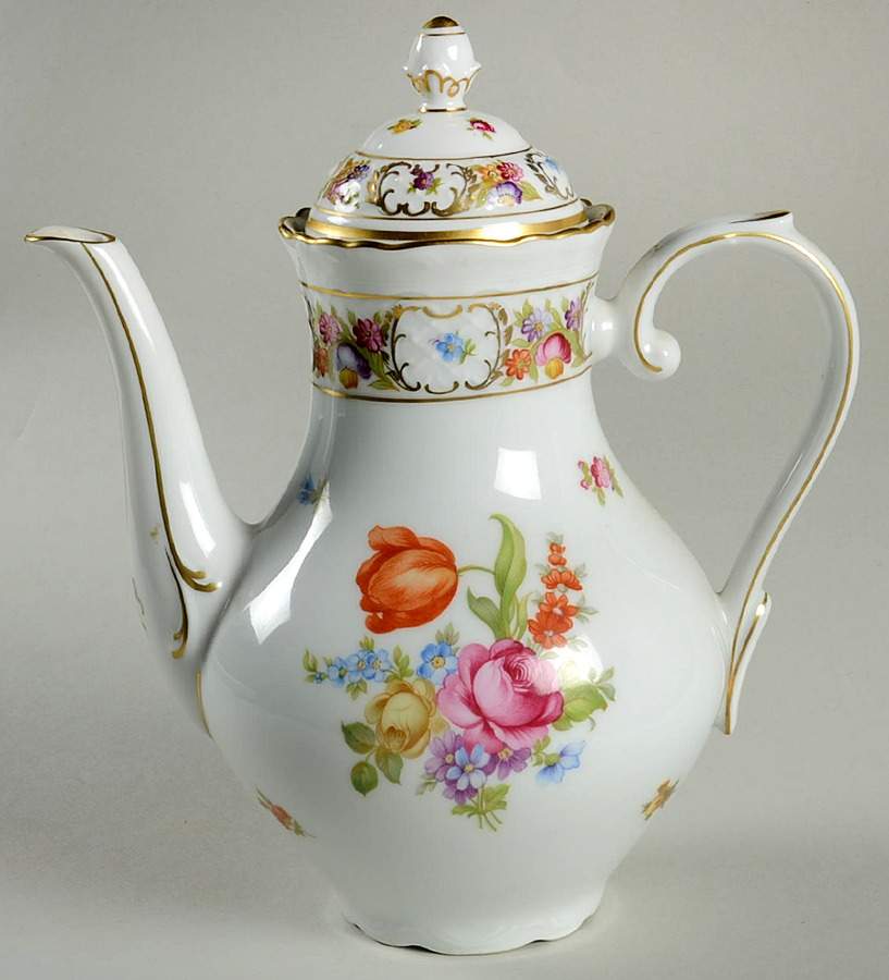 Empress Dresden Flowers Small Coffee Pot & Lid by Schumann - Bavaria-1