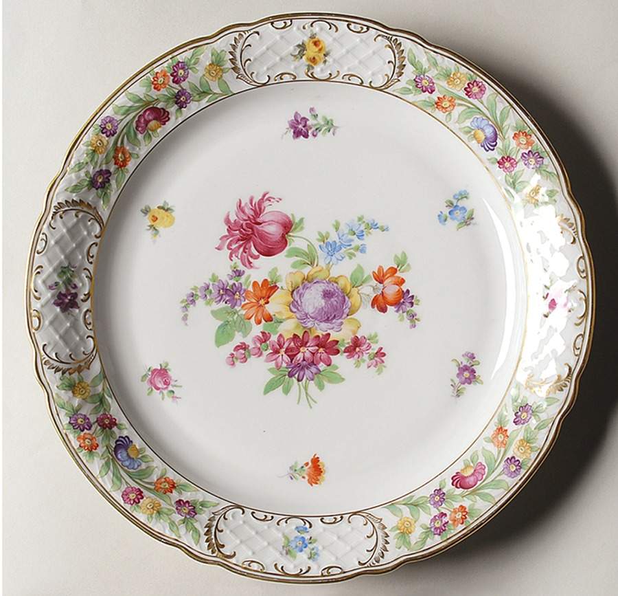 Empress Dresden Flowers 11" Chop Plate (Round Platter) by Schumann - Bavaria-1