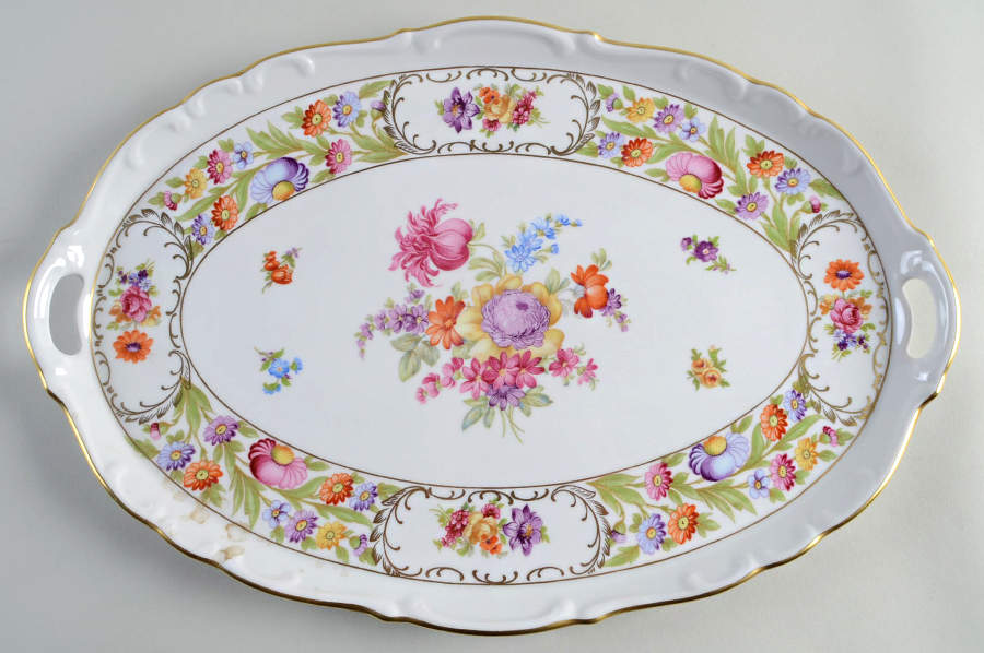 Empress Dresden Flowers Large Oval Tray by Schumann - Bavaria-1
