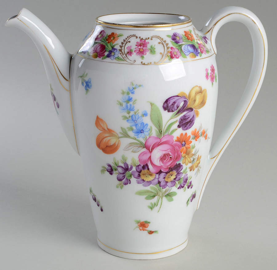 Empress Dresden Flowers Coffee Pot No Lid by Schumann - Bavaria-1