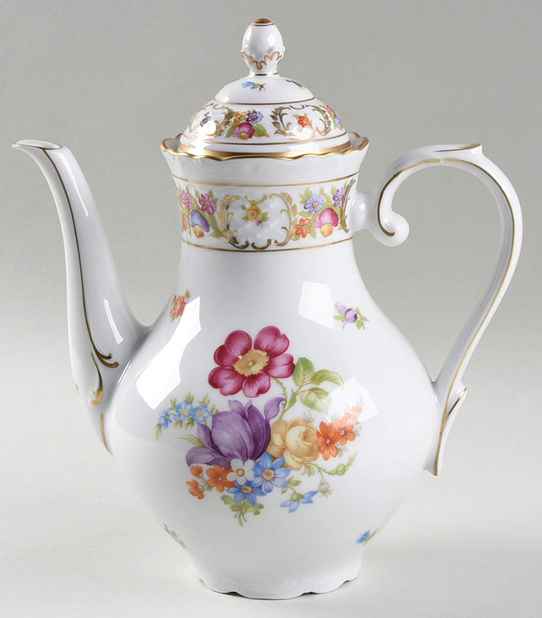Empress Dresden Flowers Small Coffee Pot & Lid by Schumann - Bavaria-1