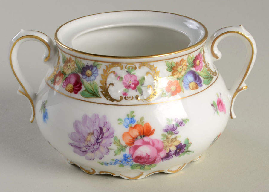 Empress Dresden Flowers Sugar Bowl No Lid by Schumann - Bavaria-1