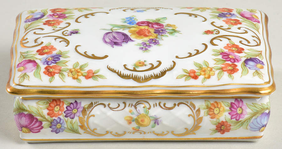 Empress Dresden Flowers Cigarette Box & Lid by Schumann - Bavaria-1