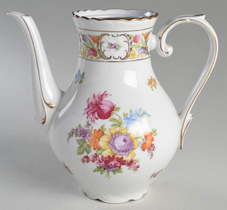 Empress Dresden Flowers Coffee Pot No Lid by Schumann - Bavaria-1