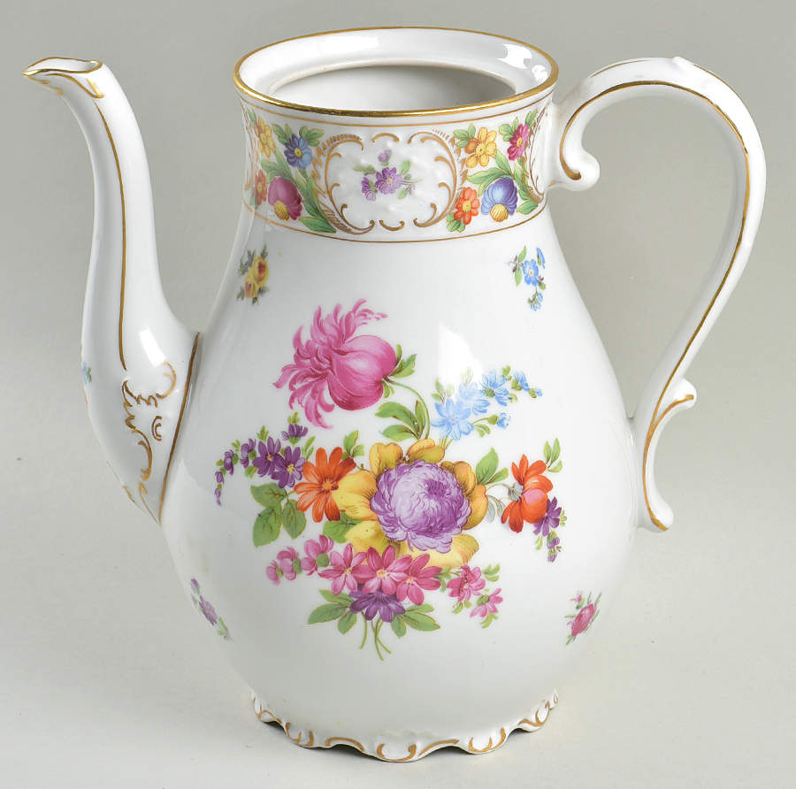 Empress Dresden Flowers Coffee Pot-No Lid by Schumann - Bavaria-1