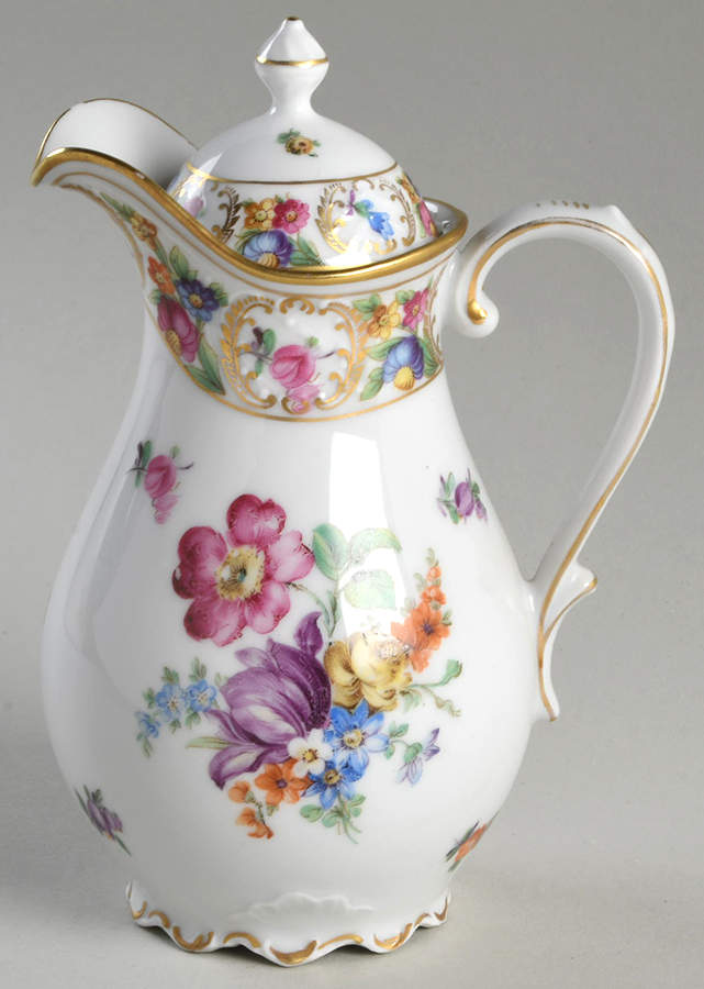 Empress Dresden Flowers Hot Water Jug & Lid by Schumann - Bavaria-1