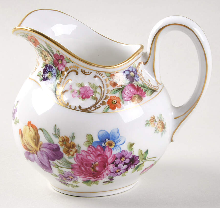 Empress Dresden Flowers Creamer by Schumann - Bavaria-1