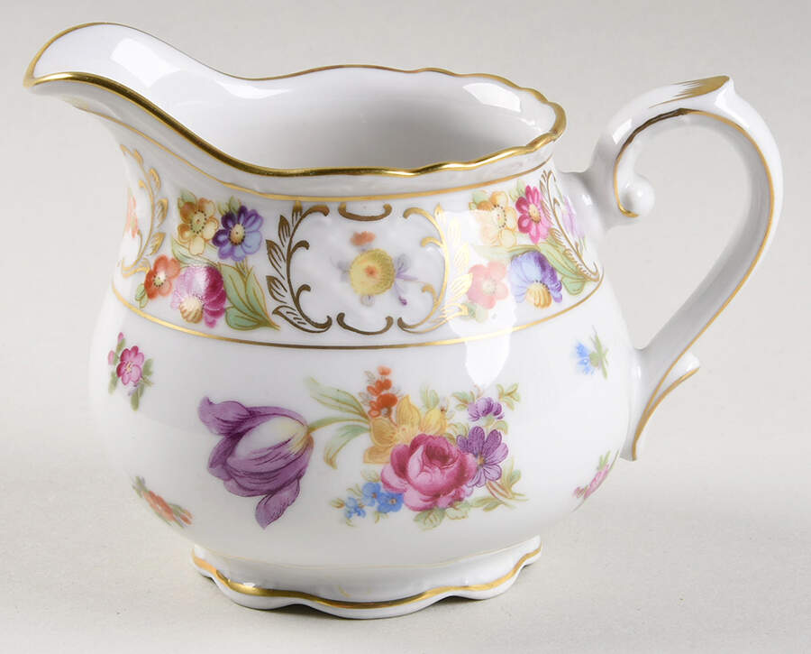 Empress Dresden Flowers Creamer by Schumann - Bavaria-1