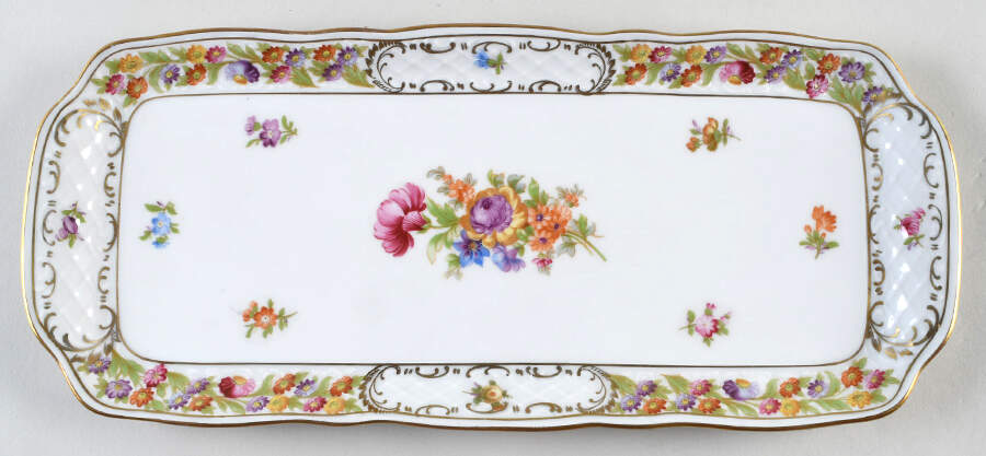 Empress Dresden Flowers 14" Sandwich Tray by Schumann - Bavaria-1