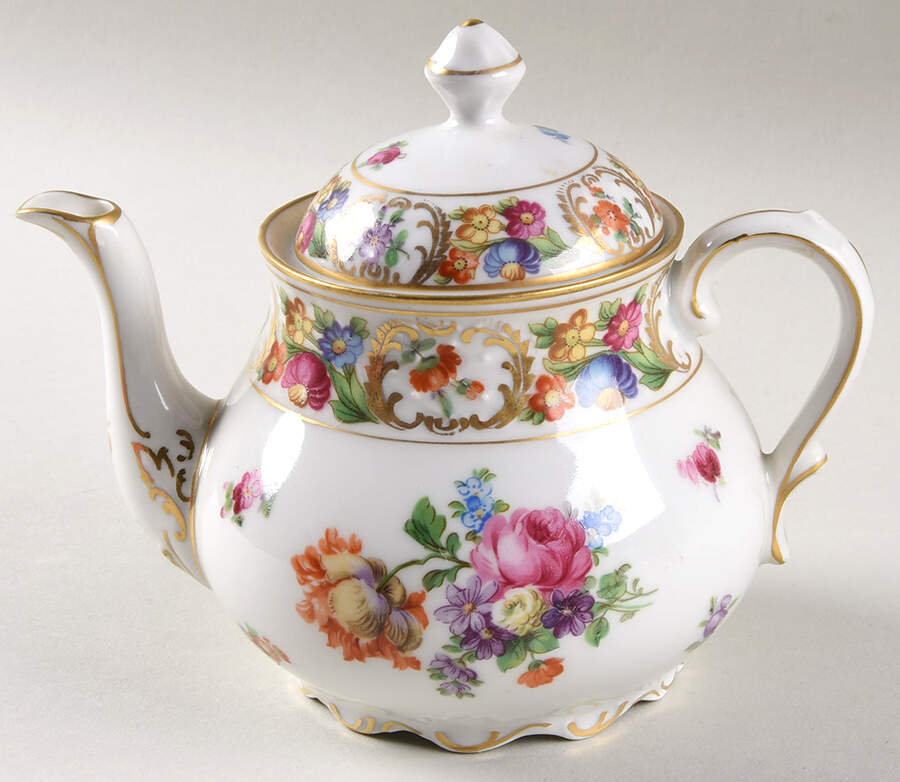 Empress Dresden Flowers Mini Teapot & Lid by Schumann - Bavaria-1