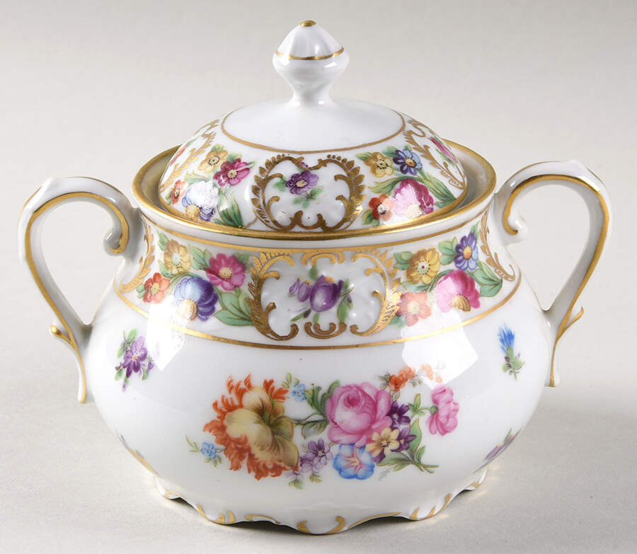 Empress Dresden Flowers Mini Sugar Bowl & Lid by Schumann - Bavaria-1