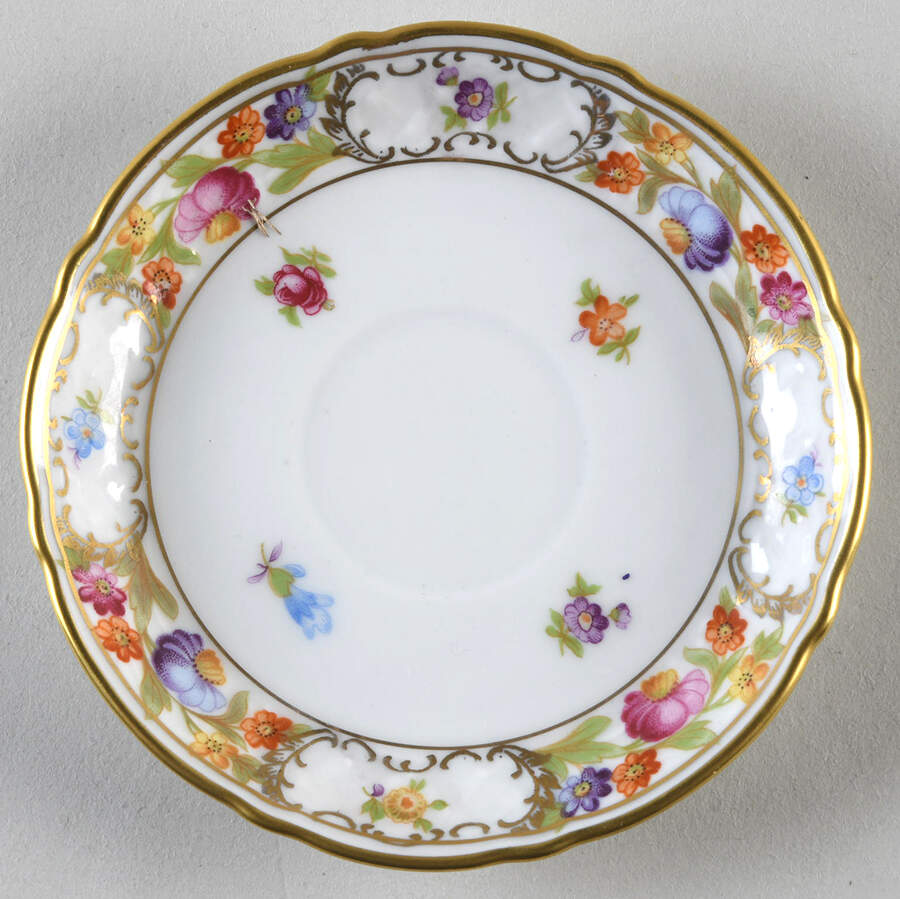 Empress Dresden Flowers Saucer for Flat Demitasse Cup by Schumann - Bavaria-1