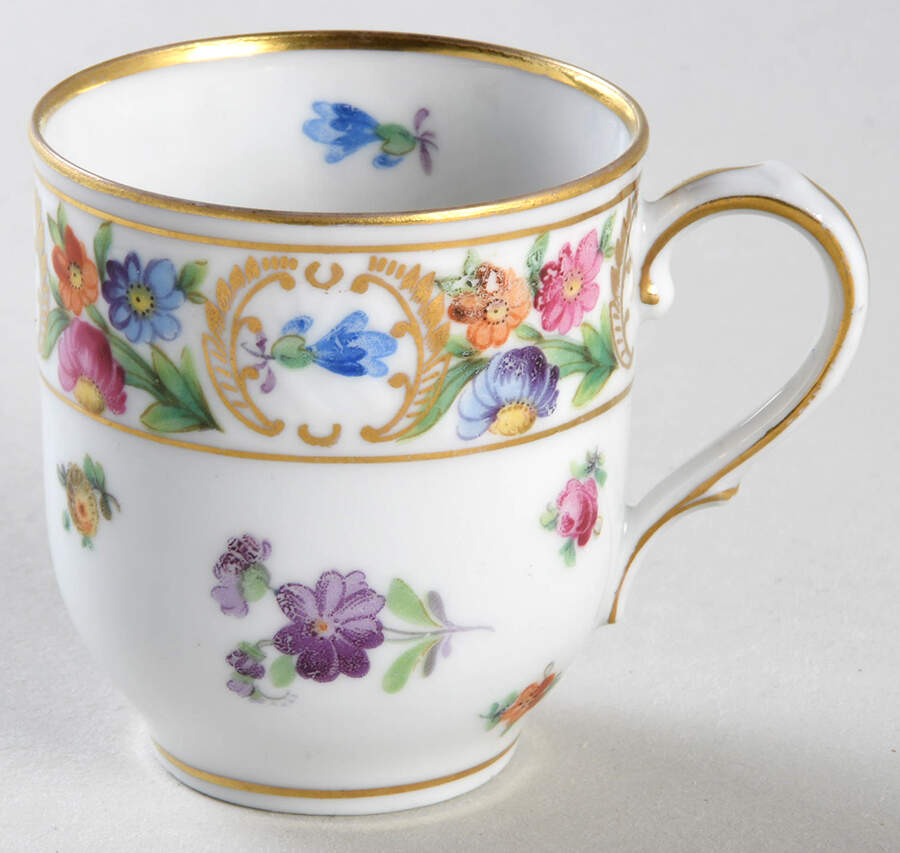 Empress Dresden Flowers Flat Demitasse Cup by Schumann - Bavaria-1