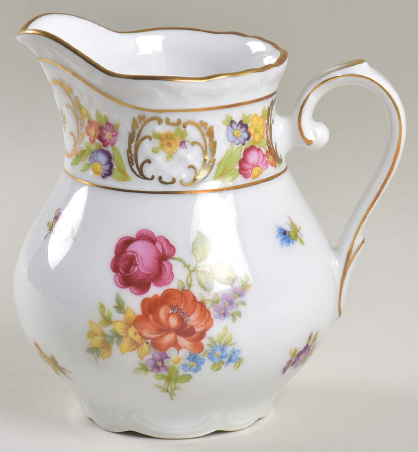 Empress Dresden Flowers Creamer by Schumann - Bavaria-1