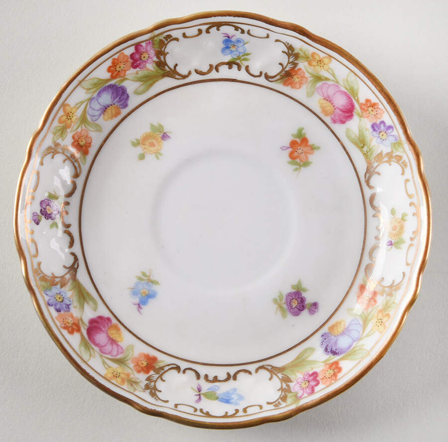 Empress Dresden Flowers Saucer for Footed Demitasse Cup by Schumann - Bavaria-1