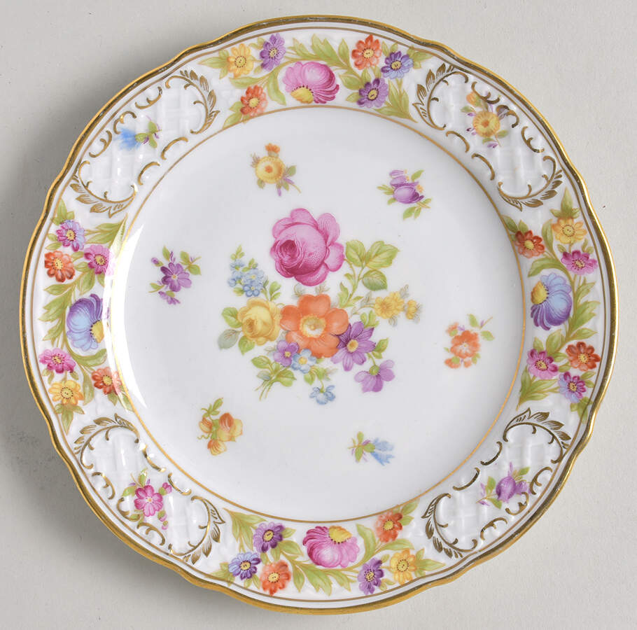 Empress Dresden Flowers Dessert/Pie Plate by Schumann - Bavaria-1