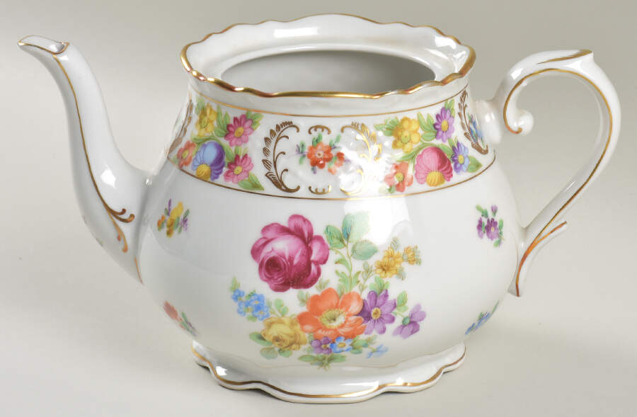 Empress Dresden Flowers Teapot No Lid by Schumann - Bavaria-1