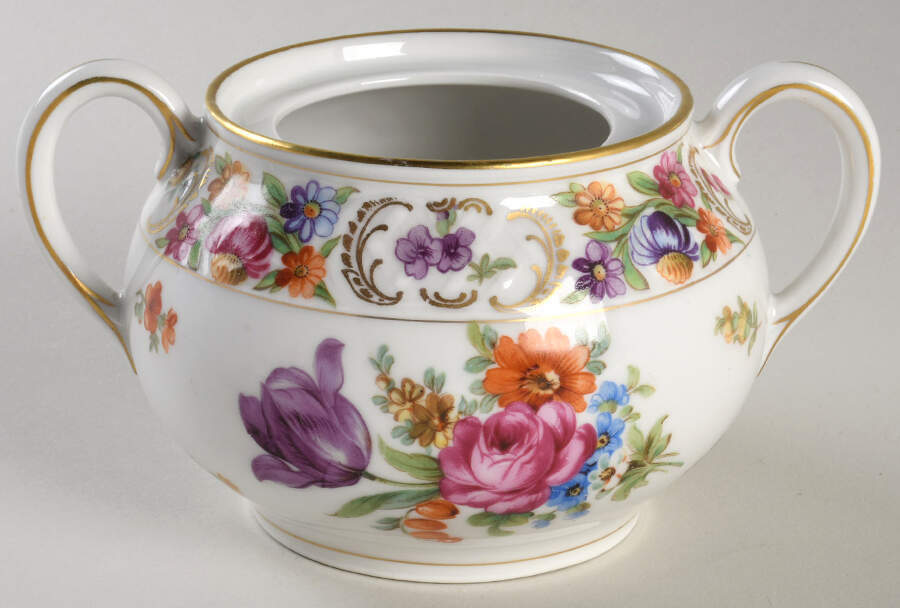 Empress Dresden Flowers Sugar Bowl No Lid by Schumann - Bavaria-1
