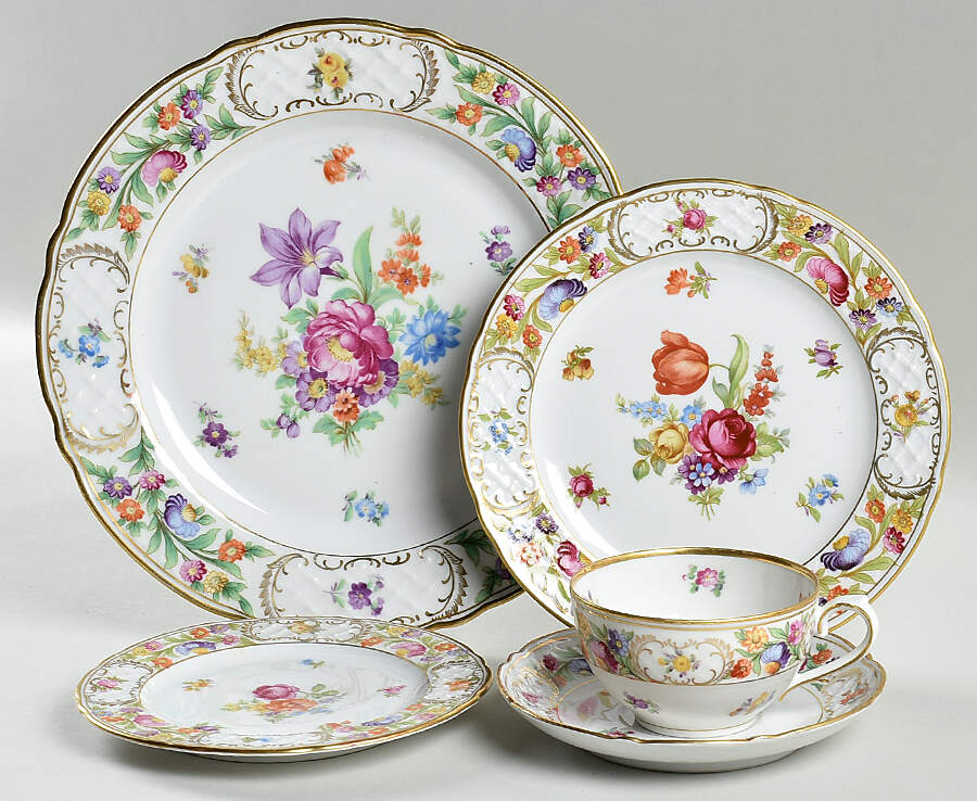 Empress Dresden Flowers 40  Piece Estate Set by Schumann - Bavaria-1