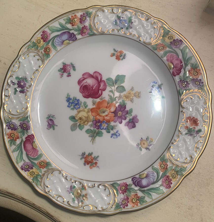 Empress Dresden Flowers Large Dinner Plate by Schumann - Bavaria-1