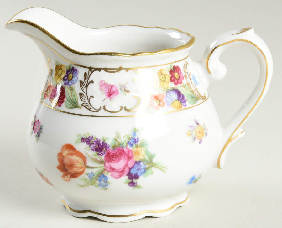 Empress Dresden Flowers Creamer by Schumann - Bavaria-1