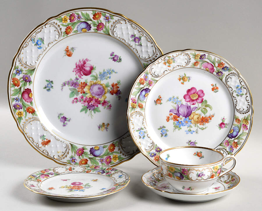 Empress Dresden Flowers 40  Piece Estate Set by Schumann - Bavaria-1