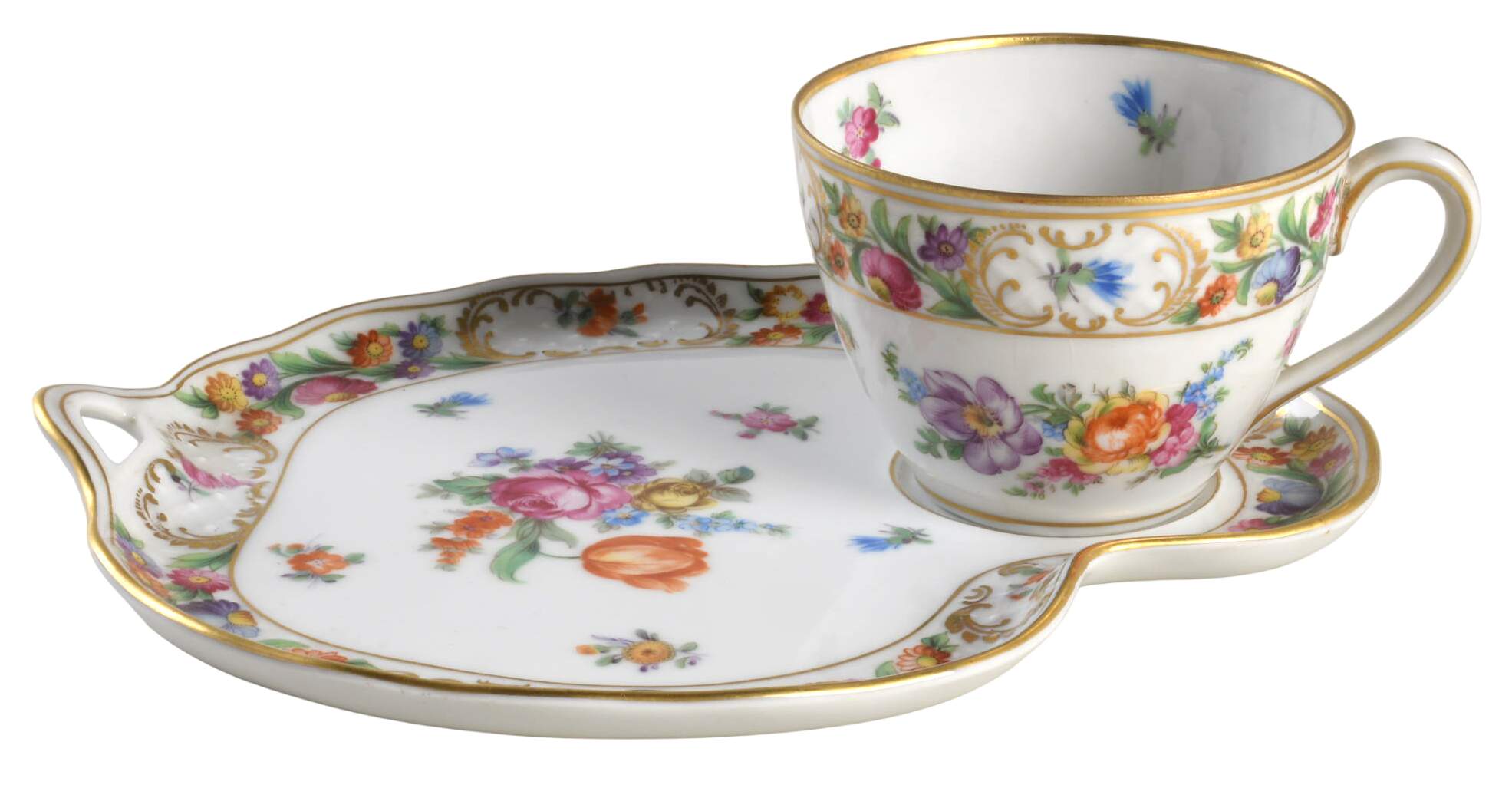 Empress Dresden Flowers Snack Plate & Cup Set by Schumann - Bavaria-1