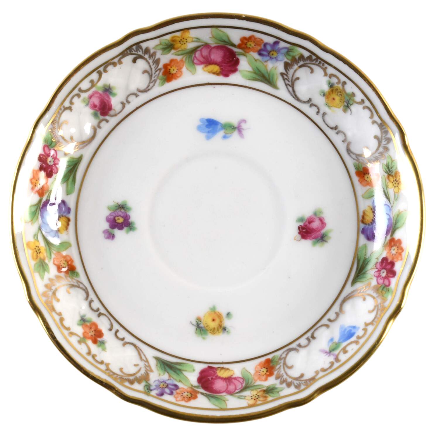 Empress Dresden Flowers Saucer for Flat Demitasse Cup by Schumann - Bavaria-1