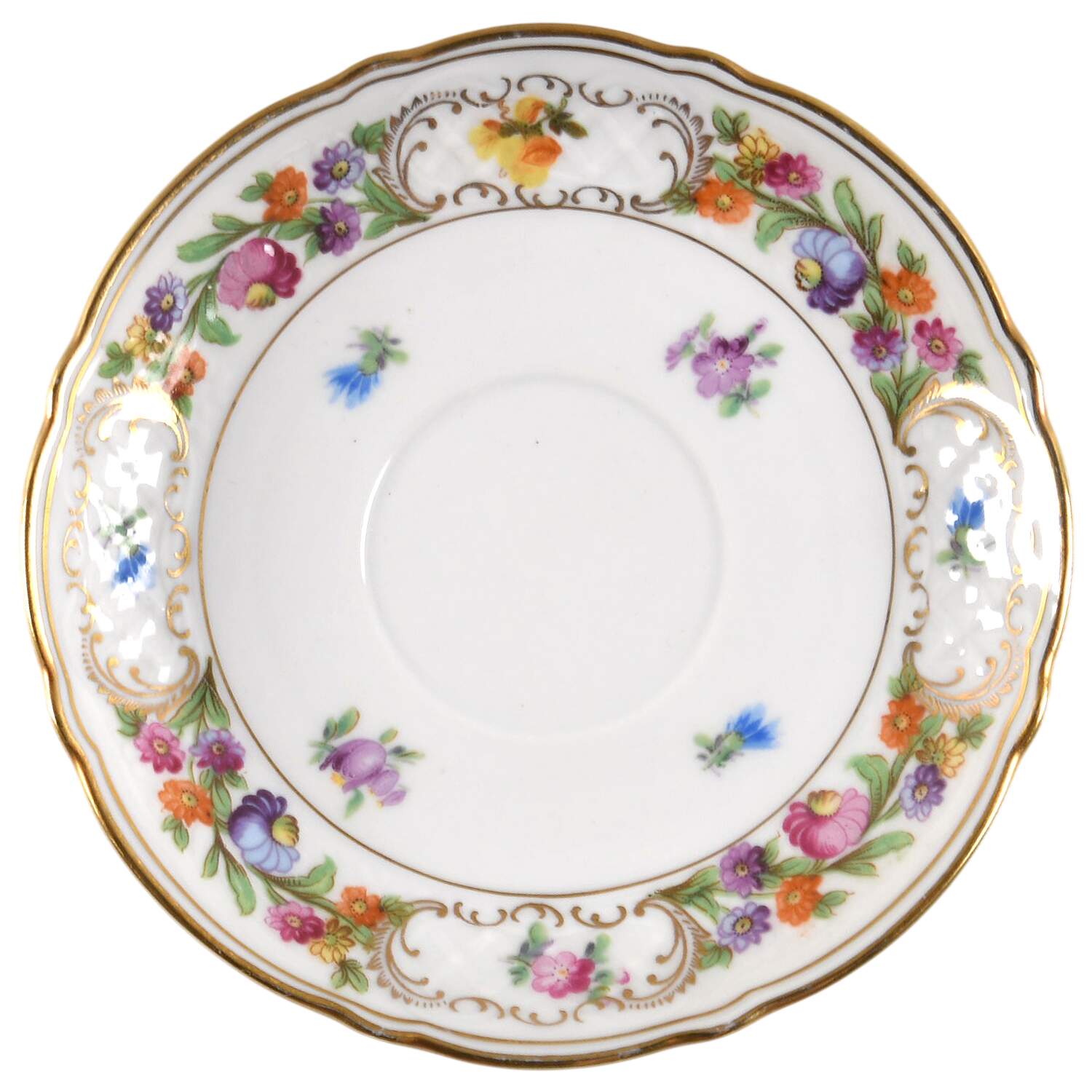Empress Dresden Flowers Saucer for Flat Cup by Schumann - Bavaria-1